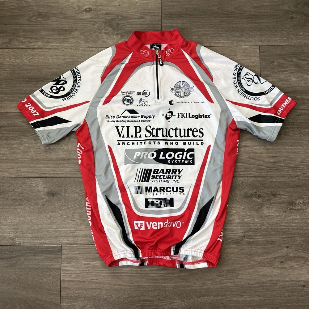 Zerie Cycling Jersey 1/4 Zip Short Sleeve Mens L Red White